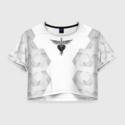 Футболка 3D укороченная женская Bon Jovi white poly, цвет: 3D-принт