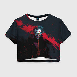 Футболка 3D укороченная женская Джокер и красная полоса краски, цвет: 3D-принт