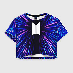 Футболка 3D укороченная женская BTS neon energy, цвет: 3D-принт