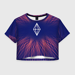 Футболка 3D укороченная женская The Sims red energy, цвет: 3D-принт