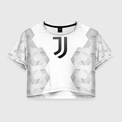 Футболка 3D укороченная женская Juventus white poly, цвет: 3D-принт