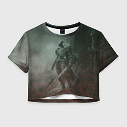 Футболка 3D укороченная женская Элитный воин-скелет, цвет: 3D-принт