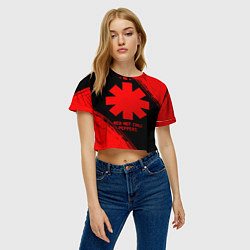 Футболка 3D укороченная женская Red Hot Chili Peppers - red gradient, цвет: 3D-принт — фото 2
