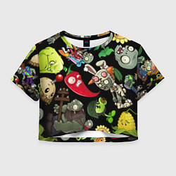 Женский топ Растения против зомби персонажи на черном