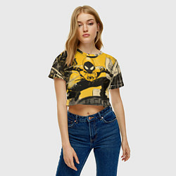 Футболка 3D укороченная женская Черный человек-паук, цвет: 3D-принт — фото 2