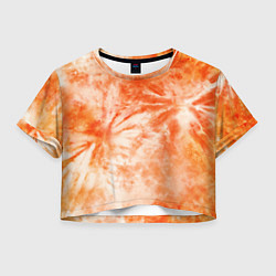 Футболка 3D укороченная женская Оранжевый тай-дай пятна, цвет: 3D-принт