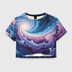 Футболка 3D укороченная женская Космическая волна, цвет: 3D-принт