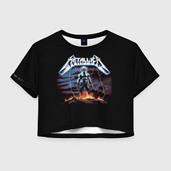 Футболка 3D укороченная женская Metallica - neon fantasy, цвет: 3D-принт