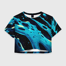 Женский топ Синие волны краски на черном