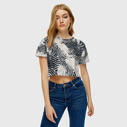 Футболка 3D укороченная женская Текстура гранж - абстрактные линии, цвет: 3D-принт — фото 2