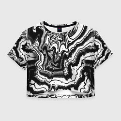 Женский топ Закрученные волны - чб абстракция