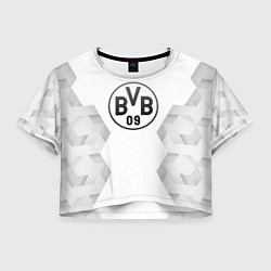 Футболка 3D укороченная женская Borussia white poly, цвет: 3D-принт