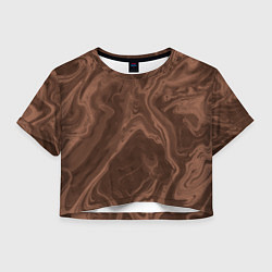 Футболка 3D укороченная женская Коричневый абстракция в точку, цвет: 3D-принт