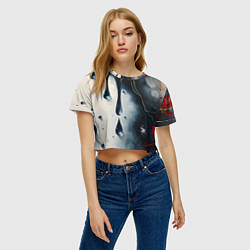 Футболка 3D укороченная женская Сюрреалистичная абстракция с каплями, цвет: 3D-принт — фото 2