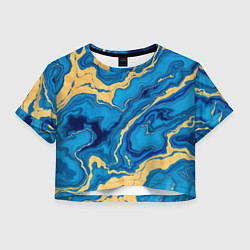 Женский топ Синий мрамор с золотом