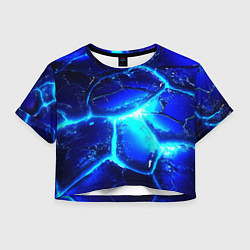 Футболка 3D укороченная женская Синие плиты лед, цвет: 3D-принт