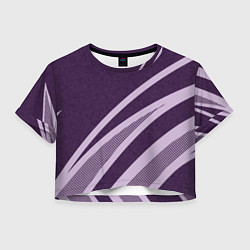 Футболка 3D укороченная женская Фиолетовый абстрактный с полосой, цвет: 3D-принт