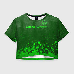 Футболка 3D укороченная женская Volkswagen - green gradient посередине, цвет: 3D-принт