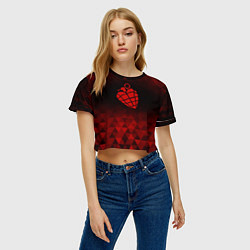 Футболка 3D укороченная женская Green Day red poly, цвет: 3D-принт — фото 2