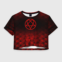 Футболка 3D укороченная женская HIM red poly, цвет: 3D-принт