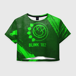 Футболка 3D укороченная женская Blink 182 - green gradient, цвет: 3D-принт
