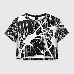 Футболка 3D укороченная женская Брызги белой краски, цвет: 3D-принт