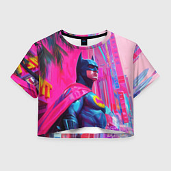 Футболка 3D укороченная женская Бэтмен в розовом стиле, цвет: 3D-принт