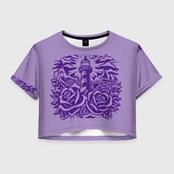 Женский топ Маяк с розами и корабли