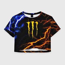 Футболка 3D укороченная женская Monster energy storm, цвет: 3D-принт