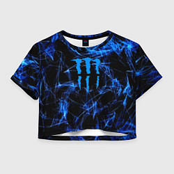 Футболка 3D укороченная женская Monster energy искры дымы, цвет: 3D-принт