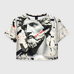 Футболка 3D укороченная женская Античный портрет зарисовки, цвет: 3D-принт
