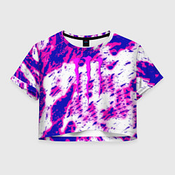 Футболка 3D укороченная женская Monster energy краски гранж, цвет: 3D-принт