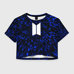 Футболка 3D укороченная женская BTS blue energy, цвет: 3D-принт