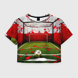 Футболка 3D укороченная женская Мини-футбол, цвет: 3D-принт