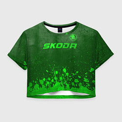 Футболка 3D укороченная женская Skoda - green gradient посередине, цвет: 3D-принт