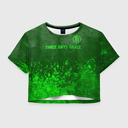 Футболка 3D укороченная женская Three Days Grace - green gradient посередине, цвет: 3D-принт