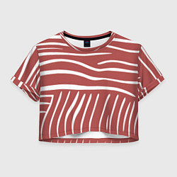 Футболка 3D укороченная женская Полоски красной зебры, цвет: 3D-принт