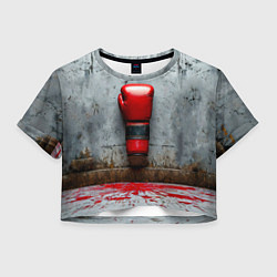 Футболка 3D укороченная женская Кикбоксеркие перчатки на сером, цвет: 3D-принт