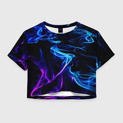 Футболка 3D укороченная женская Color blue pink, цвет: 3D-принт