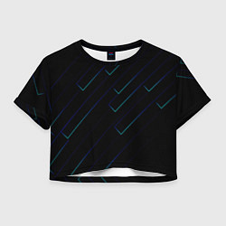 Футболка 3D укороченная женская Color blue black, цвет: 3D-принт