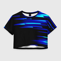 Футболка 3D укороченная женская Color blue black, цвет: 3D-принт