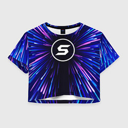 Футболка 3D укороченная женская Skillet neon energy, цвет: 3D-принт
