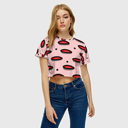 Футболка 3D укороченная женская Круги маркер - паттерн, цвет: 3D-принт — фото 2