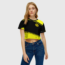 Футболка 3D укороченная женская Borussia жёлтые полосы, цвет: 3D-принт — фото 2