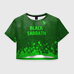 Футболка 3D укороченная женская Black Sabbath - green gradient посередине, цвет: 3D-принт