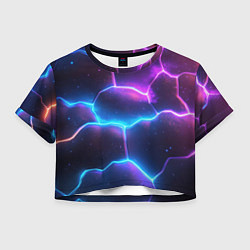 Женский топ Синие и фиолетовые молнии в разломе