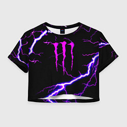 Футболка 3D укороченная женская Monster energy neon storm, цвет: 3D-принт