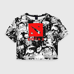 Футболка 3D укороченная женская Dota черно белые персонажи, цвет: 3D-принт
