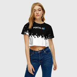 Футболка 3D укороченная женская Portal белый огонь, цвет: 3D-принт — фото 2