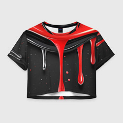 Футболка 3D укороченная женская Красная и черная краска текстура, цвет: 3D-принт